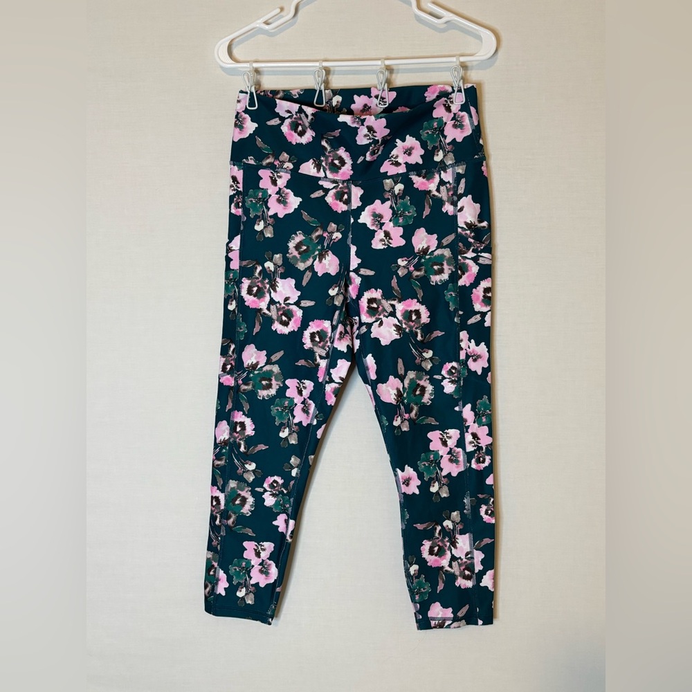 Active USA Pink and Green Floral Leggings